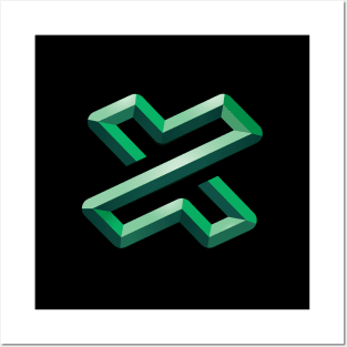 Letter X Embossed Green 3D Style Futuristic Design Posters and Art